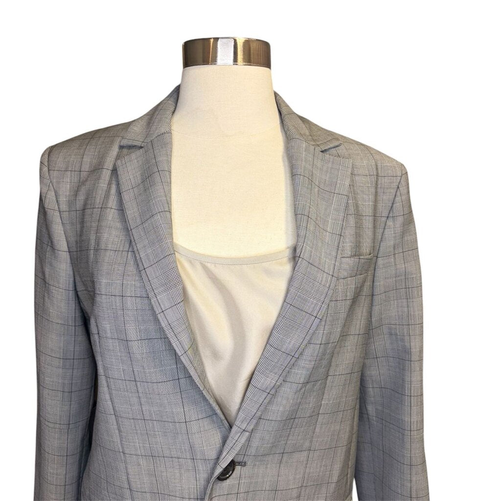 Tibi Plaid Wool Cut Out Sleeve Blazer