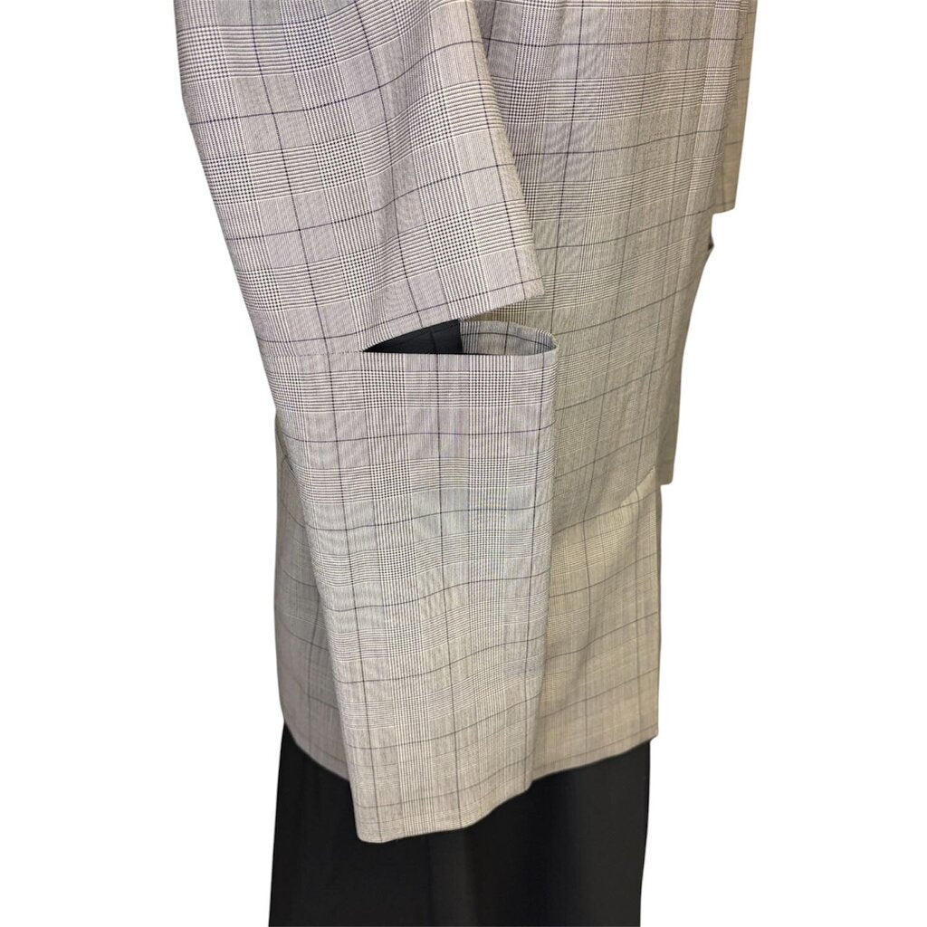 Tibi Plaid Wool Cut Out Sleeve Blazer