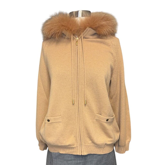 St. John Cashmere Zip Front Hooded Sweater