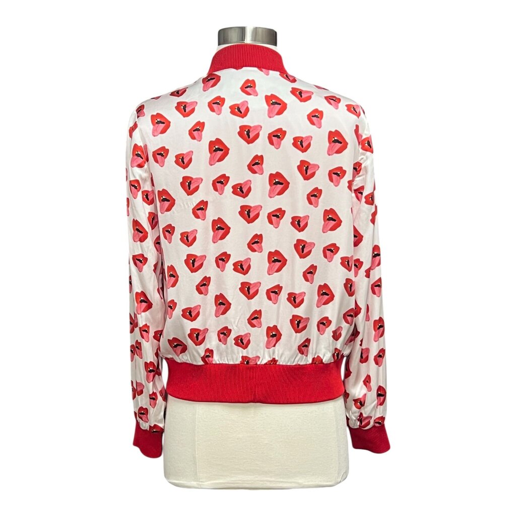 Alice + Olivia Graphic Print Silk Bomber Jacket