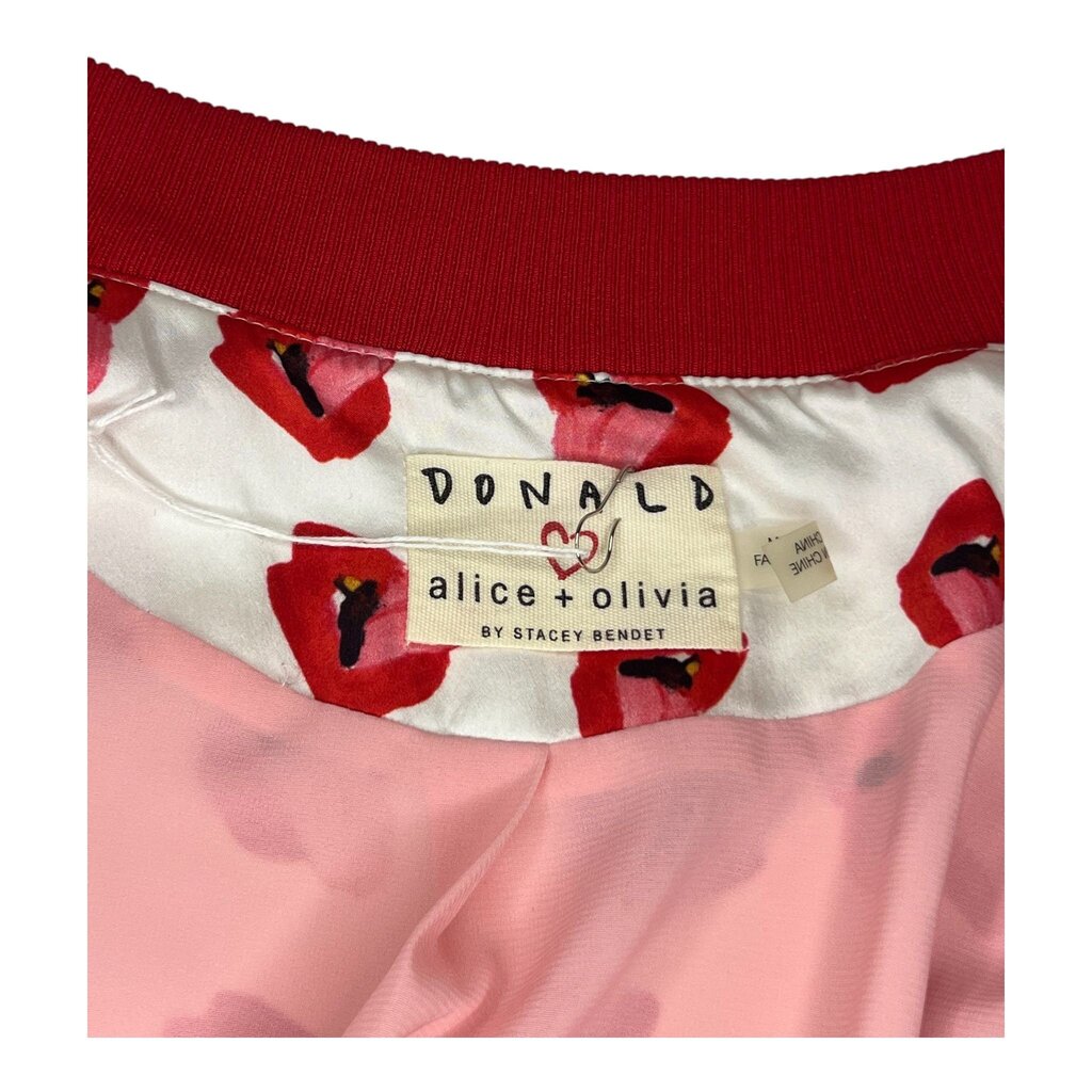 Alice + Olivia Graphic Print Silk Bomber Jacket