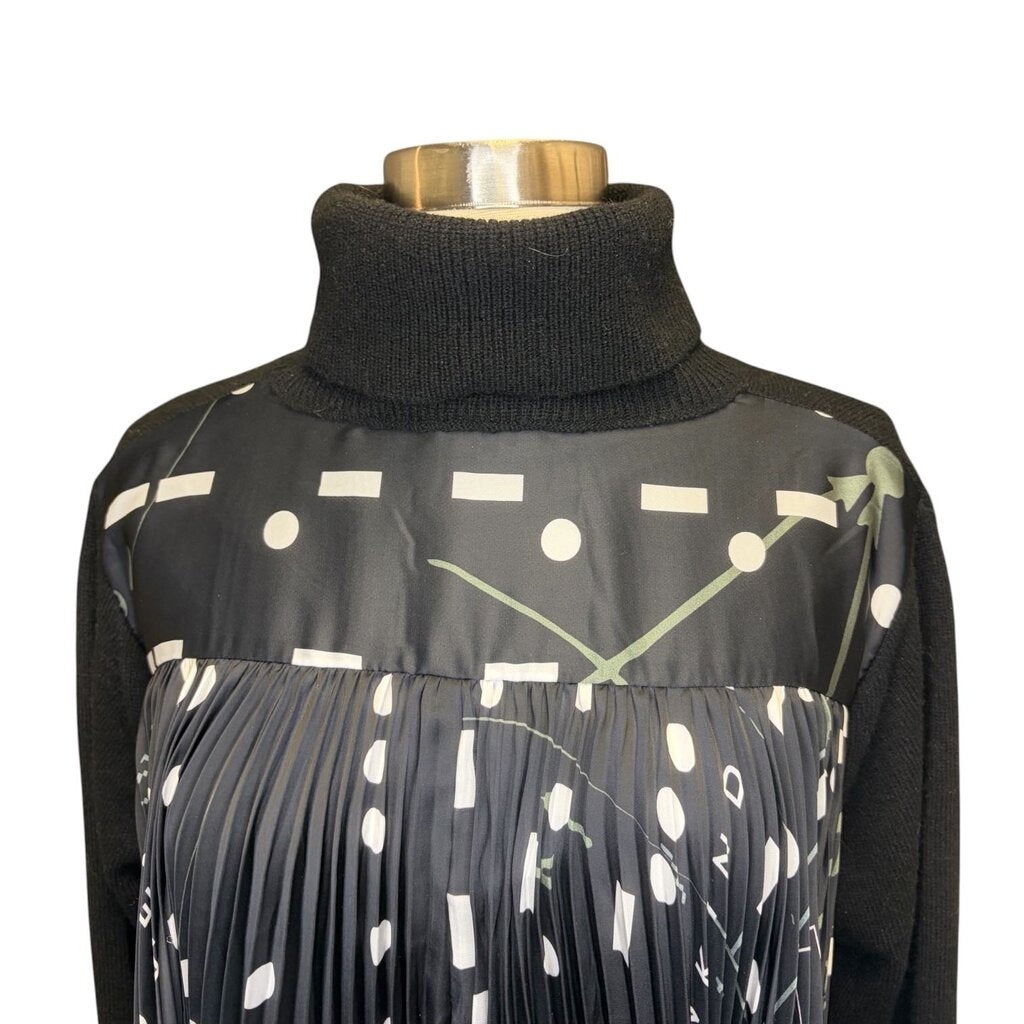 Sacai Mixed Media Wool Turtleneck Sweater