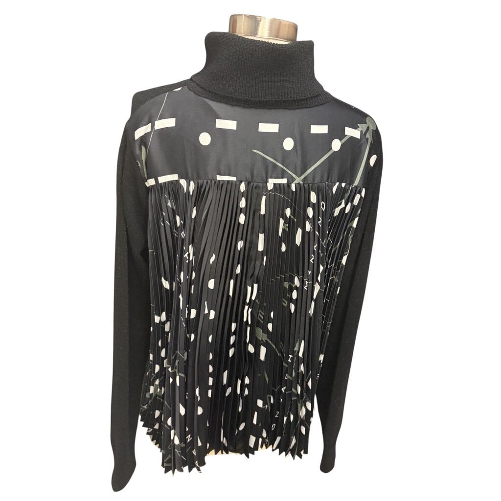 Sacai Mixed Media Wool Turtleneck Sweater