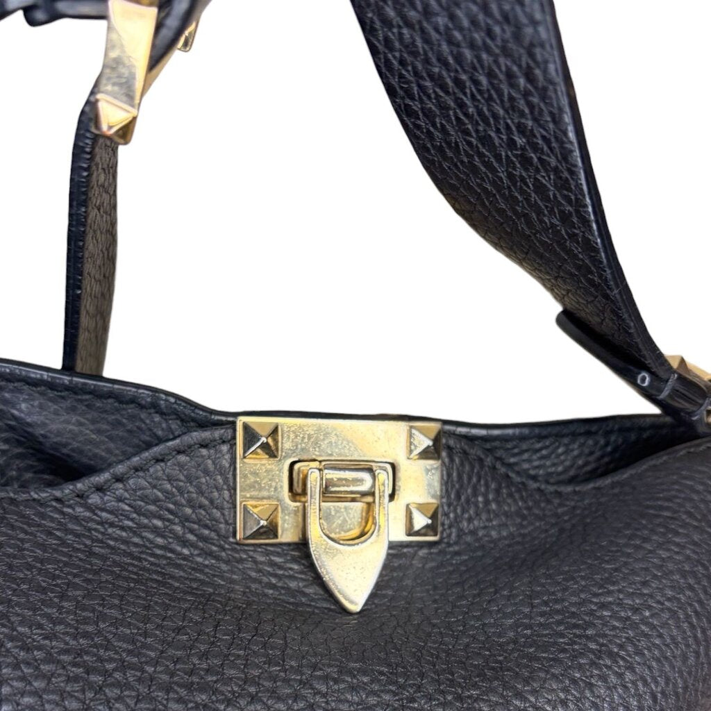 Valentino Rockstud Pebbled Leather Handbag