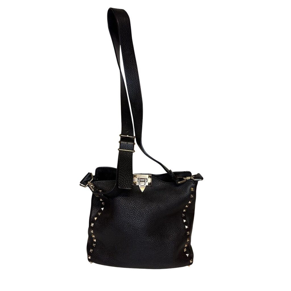 Valentino Rockstud Pebbled Leather Handbag