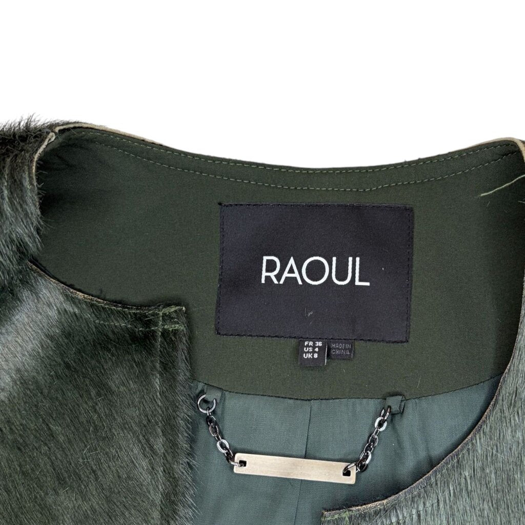 Raoul Green Leather Panel Jacket