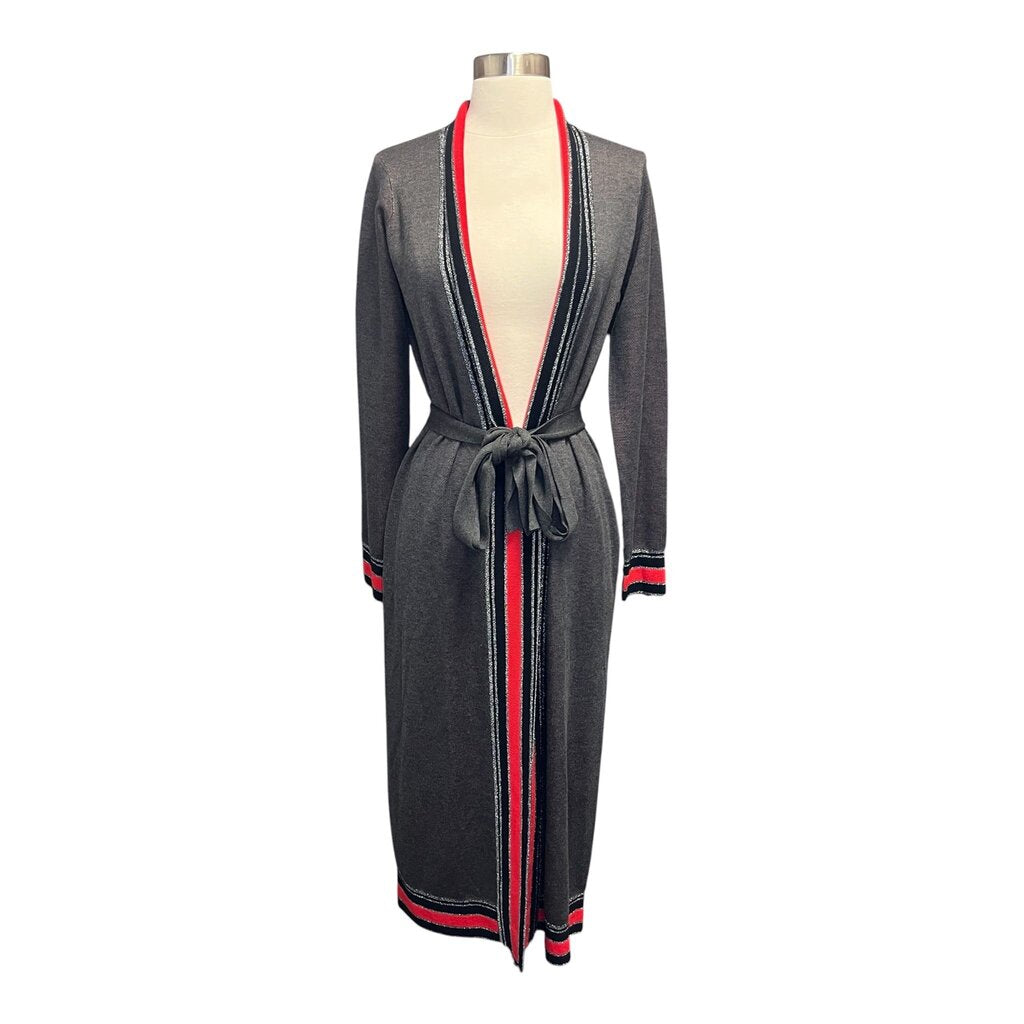 L'Agence Longline Metallic Trim Cardigan