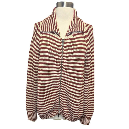 Filson Striped Cotton Zip Cardigan Sweater