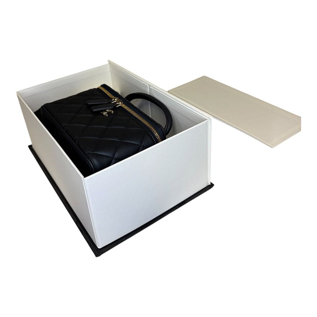 Chanel Lambskin Quilted Top Handle Vanity Casde W/ Chain