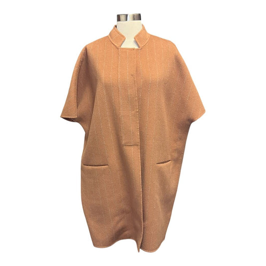 Jarbo Wool Cap Sleeve Pinstripe Poncho Coat