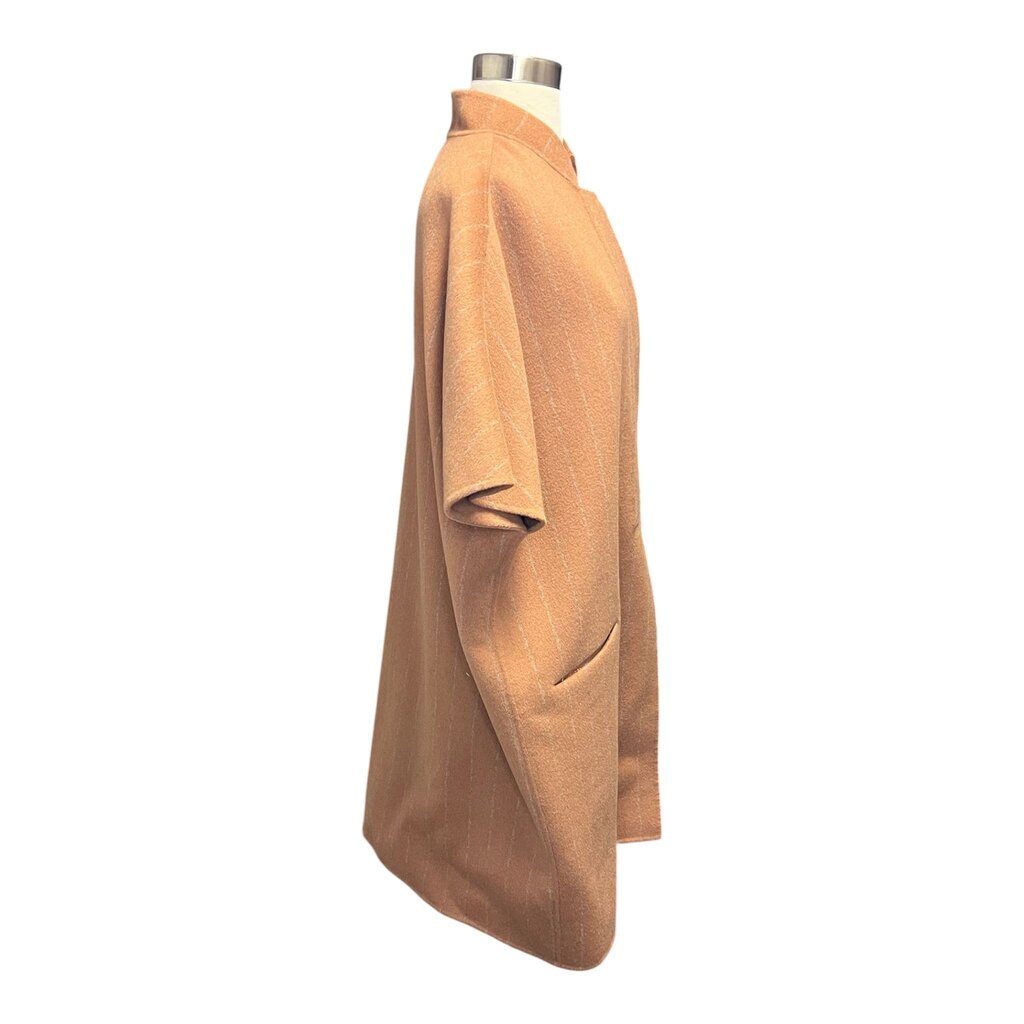 Jarbo Wool Cap Sleeve Pinstripe Poncho Coat