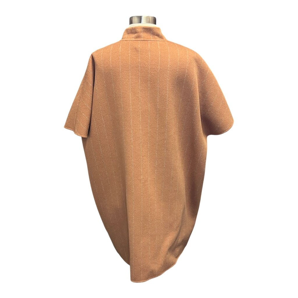 Jarbo Wool Cap Sleeve Pinstripe Poncho Coat