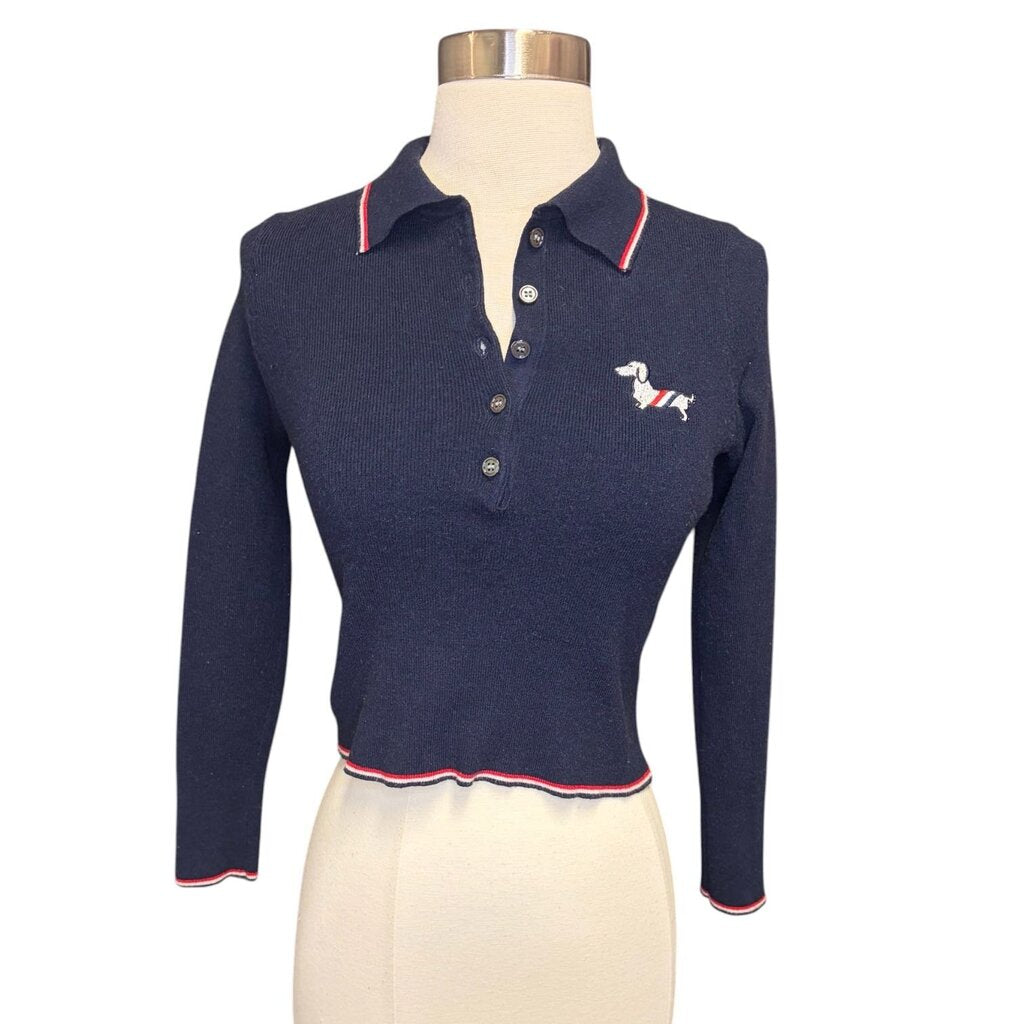 Thom Browne Knit Long Sleeve Polo