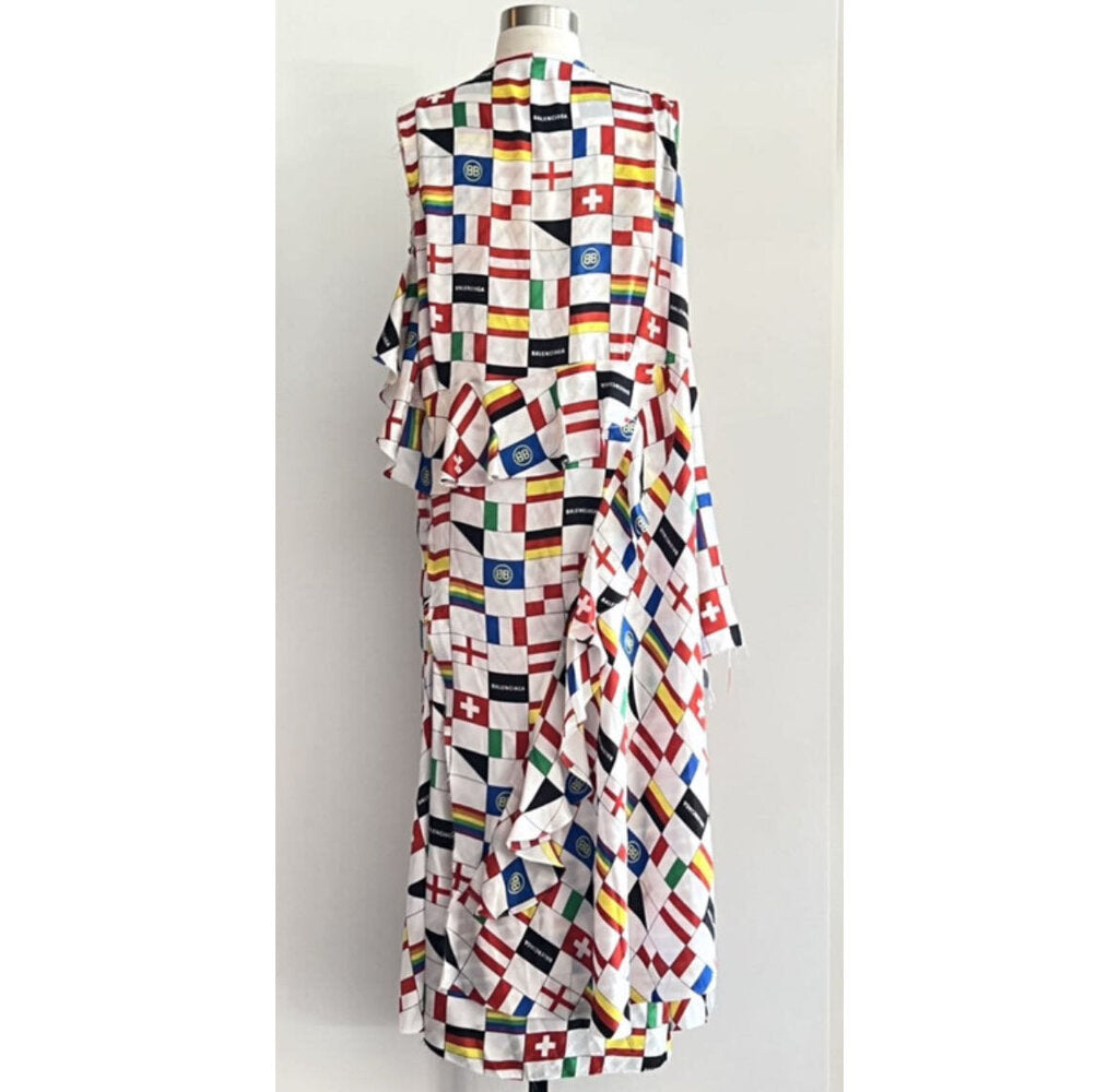 Balenciaga Silk Flag Print Dress