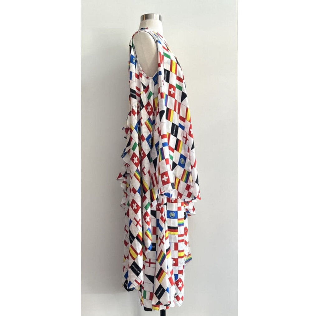 Balenciaga Silk Flag Print Dress