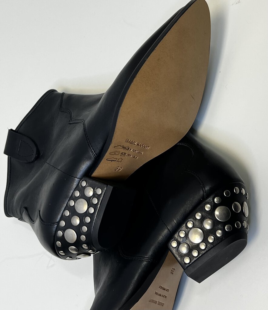 Isabel Marant Dawyna Point-Toe Stud-Heel Western Bootie, New, MSPR $780