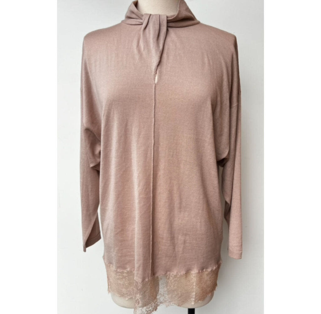 Valentino Wool Sweater With Lace Hem, New, MSRP $2,915