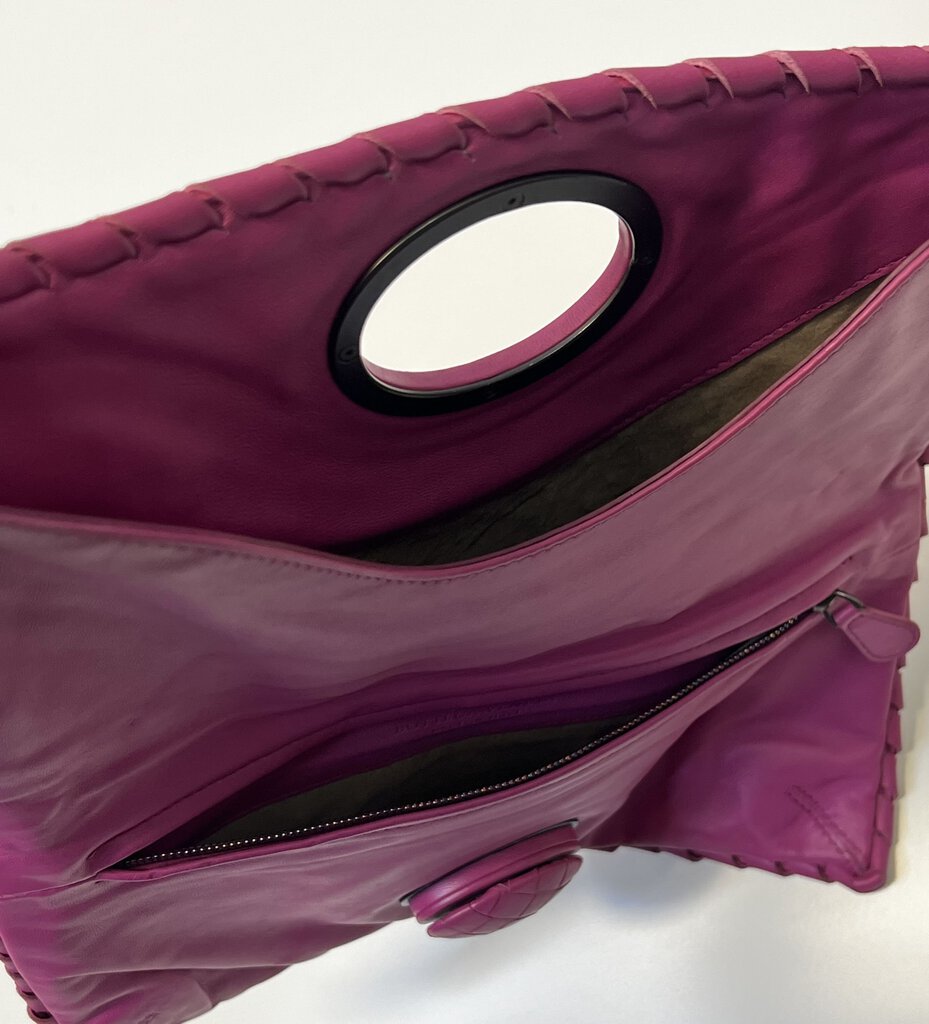 Bottega Veneta Fold Over Intrecciato Napa Leather Clutch