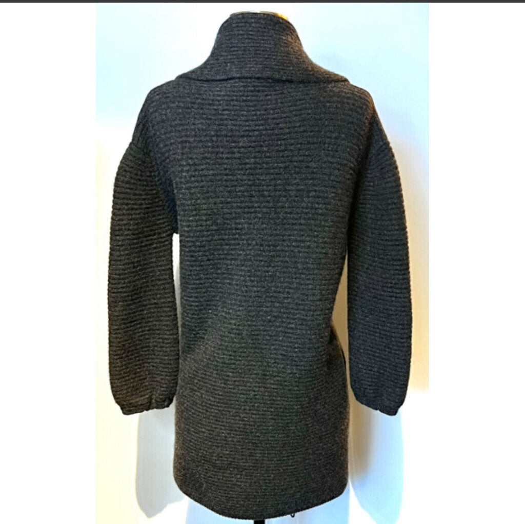 Brunello Cucinello Ribbed Cashmere Sweater with Snap Closures and Tie Hem