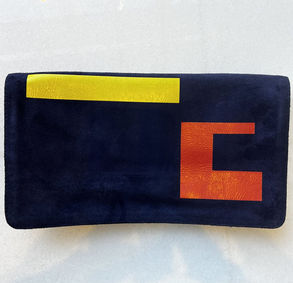 Clare V. Abstract  Geometric Print Reversible Suede Clutch.  