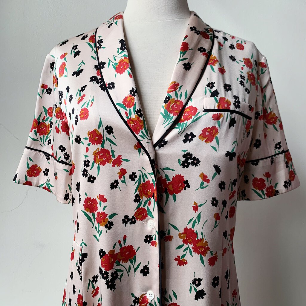 A.L.C Ruthie Silk Floral Print Button Down A Line Dress. Button Closure at Front.    New.  MSRP $550