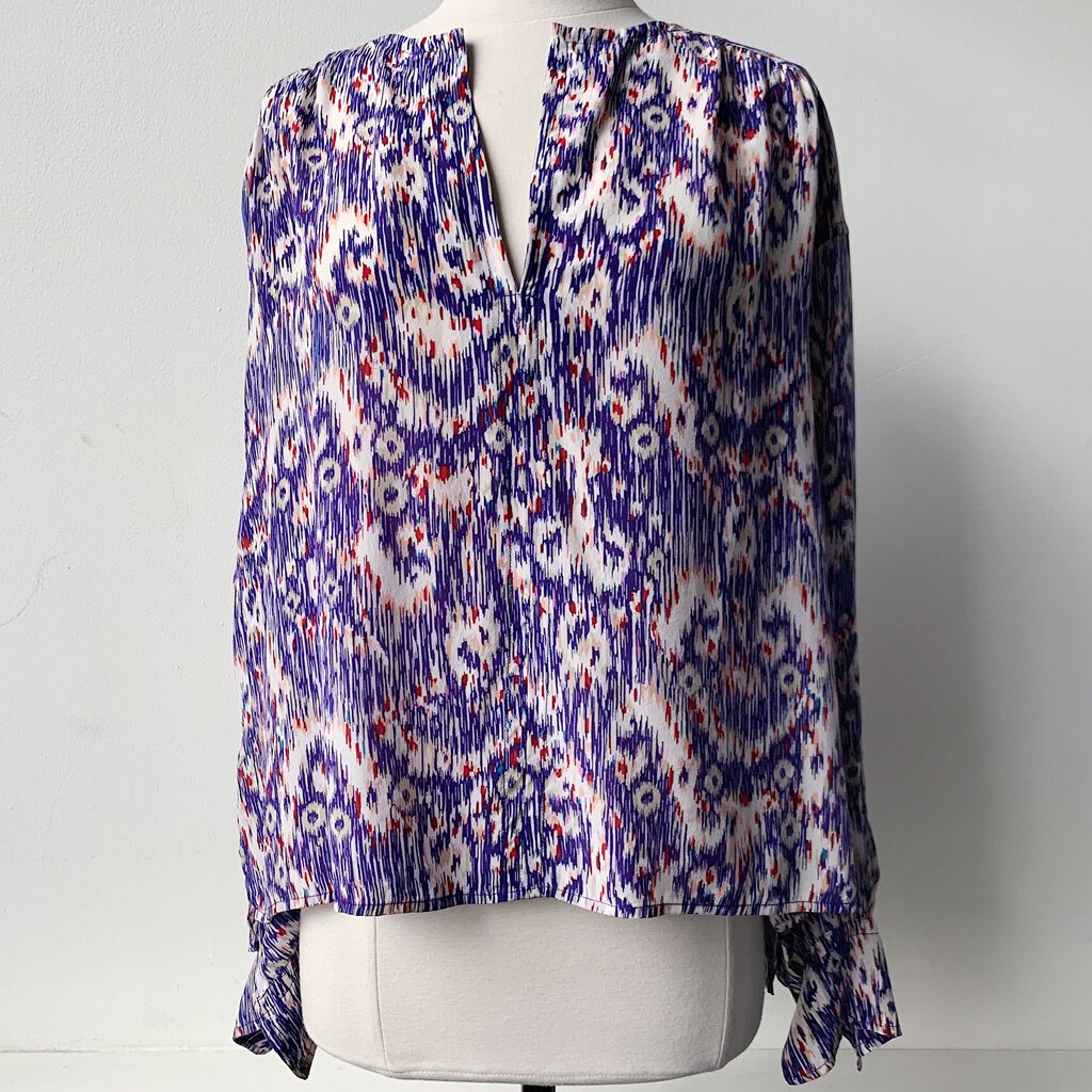 Isabel Marant Etoile Silk Abstract Print Long Sleeve Blouse