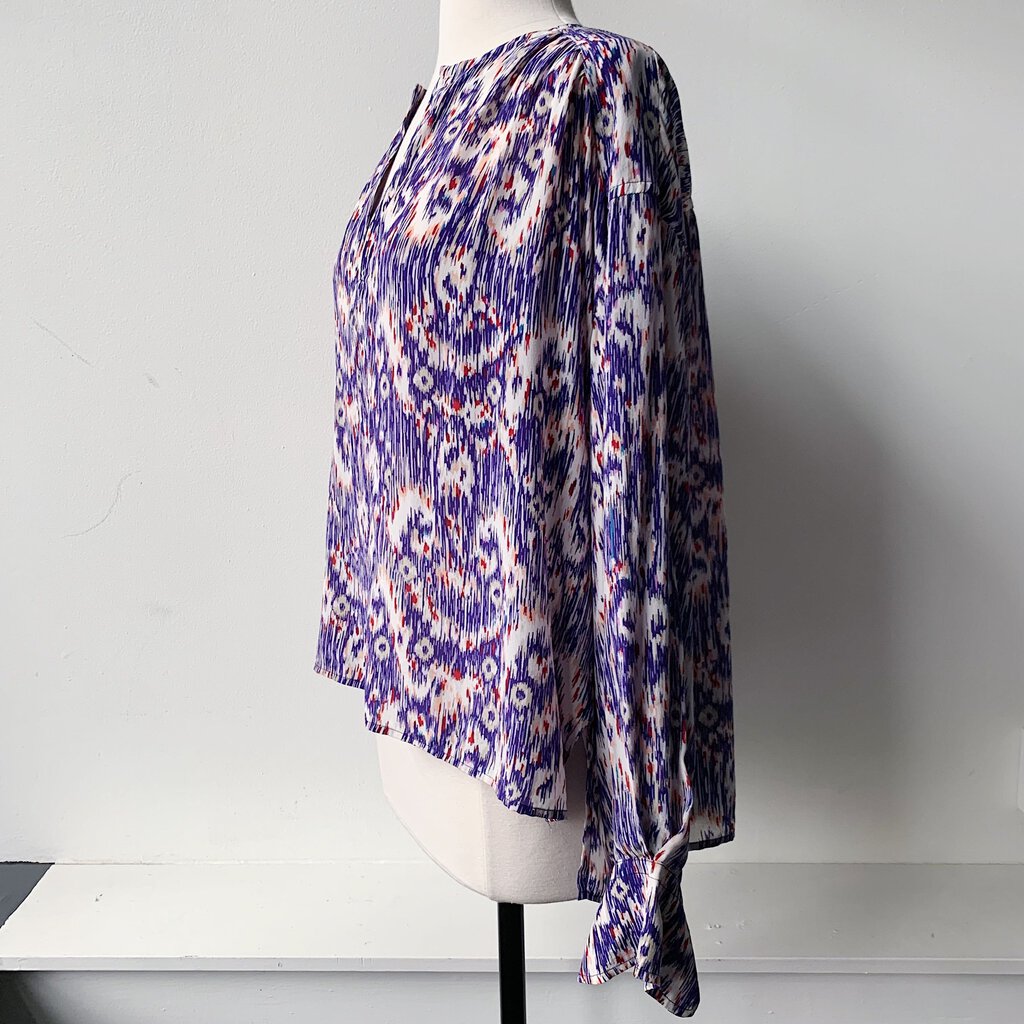 Isabel Marant Etoile Silk Abstract Print Long Sleeve Blouse
